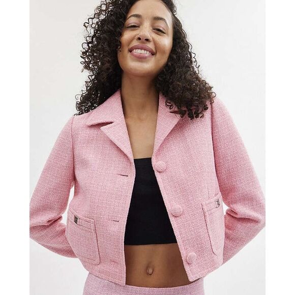 Coach Heritage C Tweed Jacket Cropped Pink sz Small - Picture 4 of 15